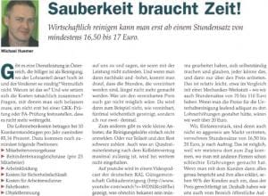 Sauberkeit braucht Zeit!